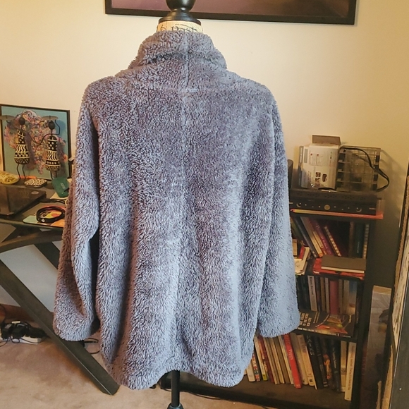 Old Navy gray sherpa pullover size Large *cozy warm* - Picture 3 of 8